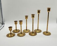 Vintage Lot of 7 Thailand Made Gradually Sized Brass Candlestick Holders Preown picture