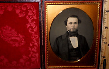 Quarter Plate size Daguerreotype of man in full case, split at hinge picture