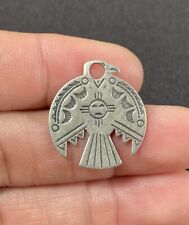 Vtg Native American Sterling Silver Hand Stamped Thunderbird Fob Charm Pendant picture