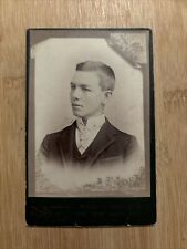 Antique 1890 Cabinet Memorial Card Identified On Reverse, Young Man picture