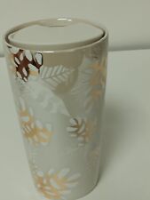NEW 2020 Starbucks PINE CONE Ceramic Tumbler Holiday XMas 12 oz Gold Travel Mug picture