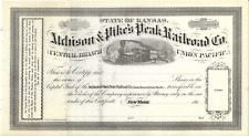 186- ATCHISON & PIKES PEAK RAILROAD CO. STOCK CERTIFICATE picture