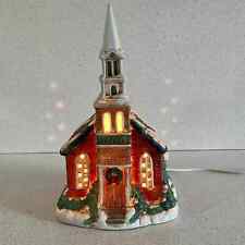 Mervyn's Village Square Church With Tall Steeple Lighted Building 1991 Christmas picture