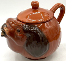 Adorable Vintage Decorative Ceramic Brown Dog Teapot Pekingese? Tea Fur Baby picture