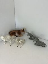Lot Of Fontanini Depose 1980s Nativity Animals Lamb Cow Donkey (7 Pieces) picture