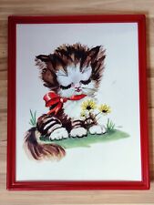 Vintage Cat Picture Wall Hanging 1960's Mid Century Cat Wall Hanging picture