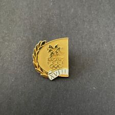 Vintage Nagano 1998 Winter Olympic XVIII Gold Pinback picture