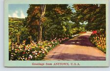 Generic Scenic Greetings Anytown USA Dealer Card UNP Linen Postcard F19 picture