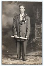1911 Boy Graduation Promise City Iowa IA RPPC Photo Posted Antique Postcard picture