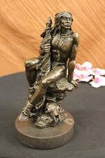 Bronze Sculpture Statue Western Old West Native American Indian Chief Collectibl picture