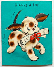 Hallmark Vintage Thank You Card 1950s Puppy Dog Handwritten Note Bible Camp picture