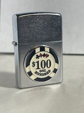 Zippo Brushed Chrome Las Vegas 3D $100 Chip Lighter Unfired Unstruck picture