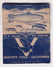 Vtg Matchbook/Postcard US Naval Air Station Moffett Field California Dirigible picture