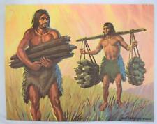 1962 Teach-A-Chart Poster 104 Early Man Carrying Wood #1 21 1/2