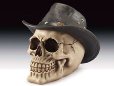 Skull with Cowboy Hat Figurine Statue Skeleton Halloween picture