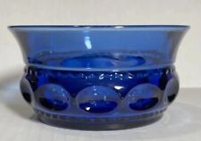 Vtg MCM Blue INDIANA GLASS Bowl Kings Crown Thumbprint  Bowl 4” Wide - Mint  picture
