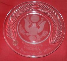 IRISH Crystal Williamsburg Virginia 1776-1976 Bicentennial Etched Frosted PLATE picture