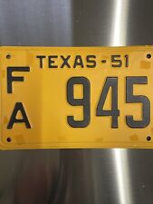 Vintage 1951 Texas License plate- Never Used picture