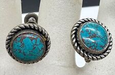 VINTAGE STERLING SILVER NAVAJO NATIVE INDIAN TURQUOISE SCREW BACK EARRINGS picture