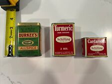 Vintage Lot Of 3 Spice Tin Durkees Allspice Green Schilling Turmeric Cardamon picture