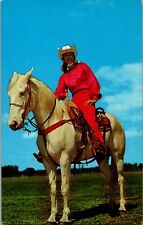 Woman cowgirl on an Albino Trick Horse Colorado vtg postcard picture
