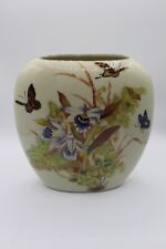 Vintage Large Table Top Philip Brand Asian Butterfly & Floral Ceramic Vase Japan picture