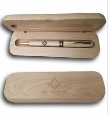 Freemasons Masonic Square Ballpoint Pen Gift Set Set Maple Wood Unique Shriner's picture