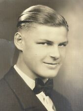 LH Photograph Handsome Man Studio Portrait 1930's Suit Attractive Headshot Tux picture