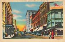 C1940s Union Street looking West Old Cars Stores People New Bedford MA P369 picture