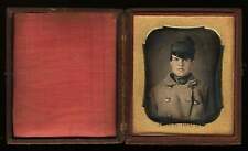 Sealed Daguerreotype Handsome Young Man Wearing Great Cap & Large Button Coat picture