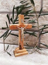 olive wood Crucifix Cross Stand Holy Land Jerusalem Gift Blessed Catholic Jesus picture