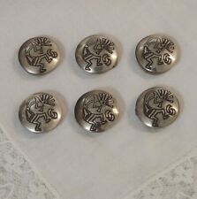 Vintage Navajo Sterling Silver Kokopelli Button Covers Lot Of 6 picture