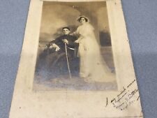 1914 LARGE CABINET CARD PHOTO 11X8 MILITARY OFFICER  WEDDING  picture