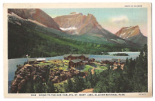 Glacier National Park Montana c1930's St. Mary Lake, Going-to-the-Sun Chalets picture