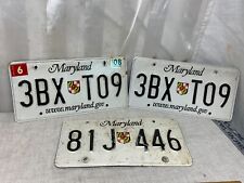 2008 Three Piece Vintage Maryland USA License Plate #3BX T09 Collectible picture