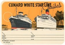 1930s Luggage Label CUNARD WHITE STAR LINE CRUISES Exceptional Condition 1937 picture