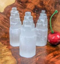 Petite Small Selenite Crystal Towers ( 3 Pcs ) Free Standing Point Raw Gemstone picture