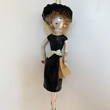 Vintage Italian Glass de Carlini Lady Shopper Ornament Croissants Black Dress picture