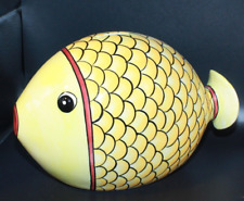 Andrea by Sadek Vintage Large Yellow Koi Fish Bank With Top Slot and Bottom Stop picture