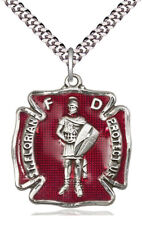 Firefighters Sterling Silver Necklace with St. Florian, Saint of Firefighters picture