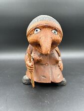 Troll Oien Hand Carved Painted Wood 6 1/2” Folk Art Norway Tag 1986 Vtg Retro picture