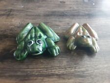 Vintage Naughty Frogs Human Anatomically Correct Green Glazed Ceramic Figurines picture