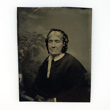 Pursed Lips Old Woman Tintype c1870 Antique 1/16 Plate Elderly Lady Photo D1400 picture