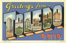 Greetings From Toledo,OH Lucas County Large Letter Ohio Buckeye News Co. Vintage picture