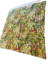 60's Vintage DAISY HOLLYHOCK SPRING Floral  Square Tablecloth 50
