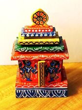 Handcrafted Miniature Wooden Jagannath Temple Traditional Hindu Puja Ritual picture