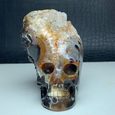 441g Natural Crystal Specimen. Geode agate. Hand-carved. Exquisite Skull.GIFT.VH picture