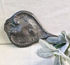 Victorian Silver Plated Antique Hand Mirror With Rampant Lion And Floral Design picture