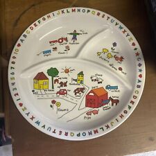 Vintage Anacapa Children's Melamine Divided Plate 900-2 Farm House Taiwan 1987 picture