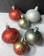 Vintage Hand Blown Glass Teardrop Ball Christmas Tree Ornaments Gold Red Green picture